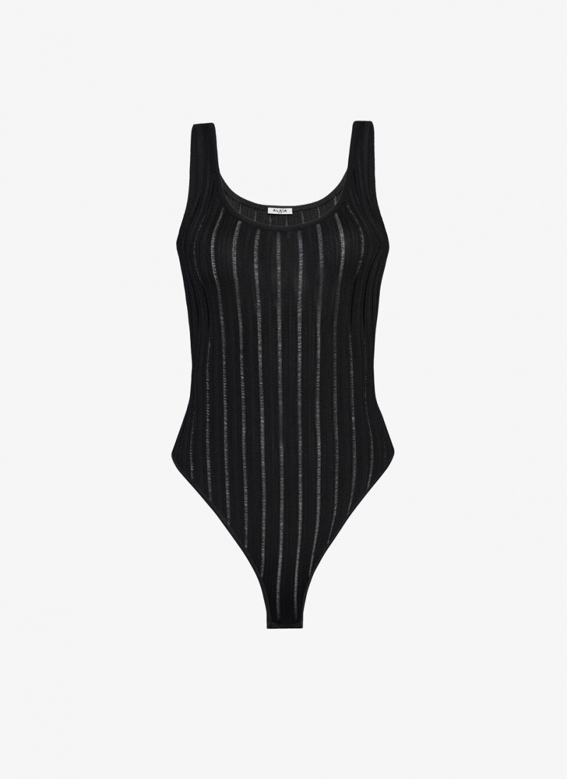 Black Women\'s Alaia Shiny Crinoline Tank Body Bodysuits Canada | L8M-0254