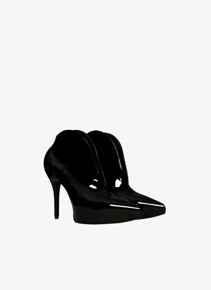 Black Women's Alaia Slick Patent Leather Booties Pumps Canada | C9R-3038