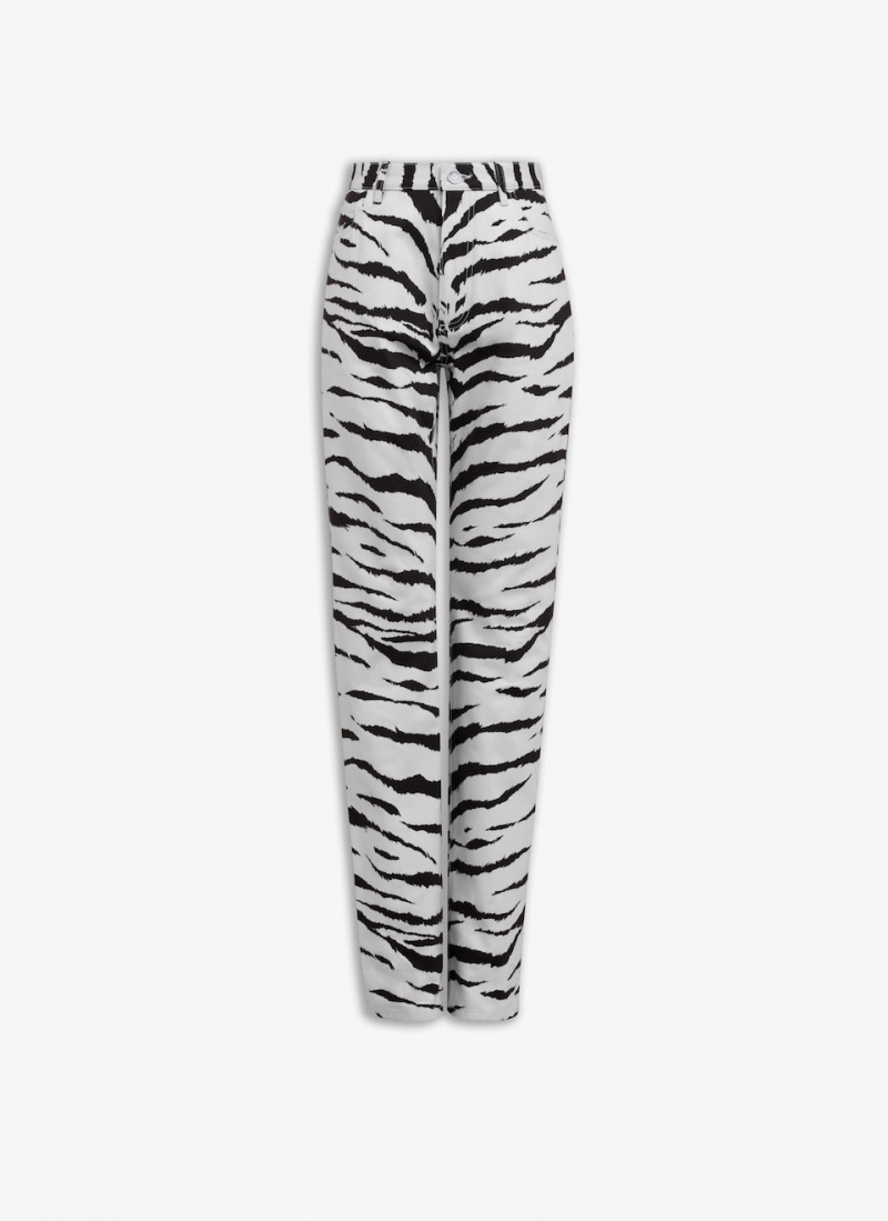 Black Women\'s Alaia Straigh Animal Denim Pants Canada | E0B-5029