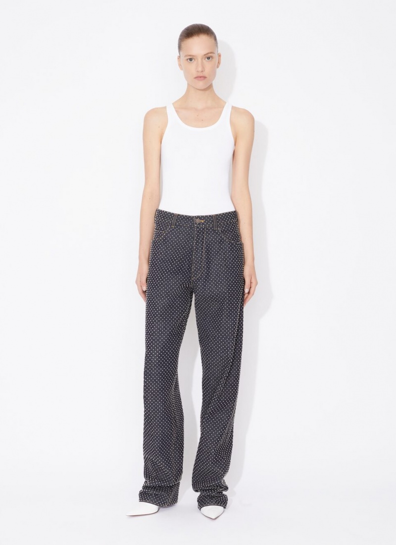 Black Women's Alaia Straight Denim Pants Canada | W5I-0153