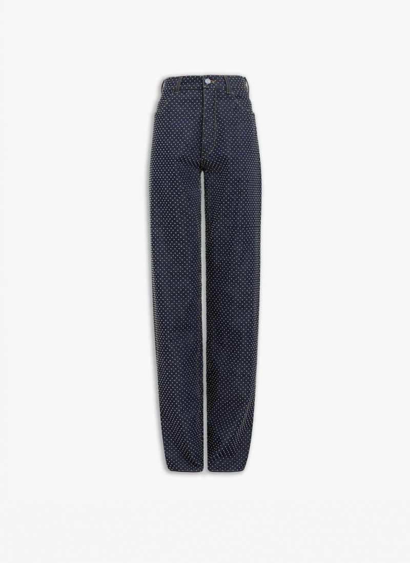 Black Women\'s Alaia Straight Denim Pants Canada | W5I-0153