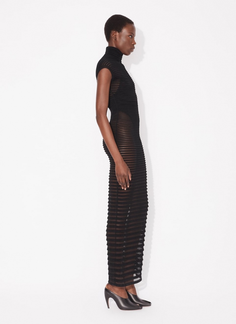 Black Women's Alaia Striped Long Dress Canada | D7Z-6826