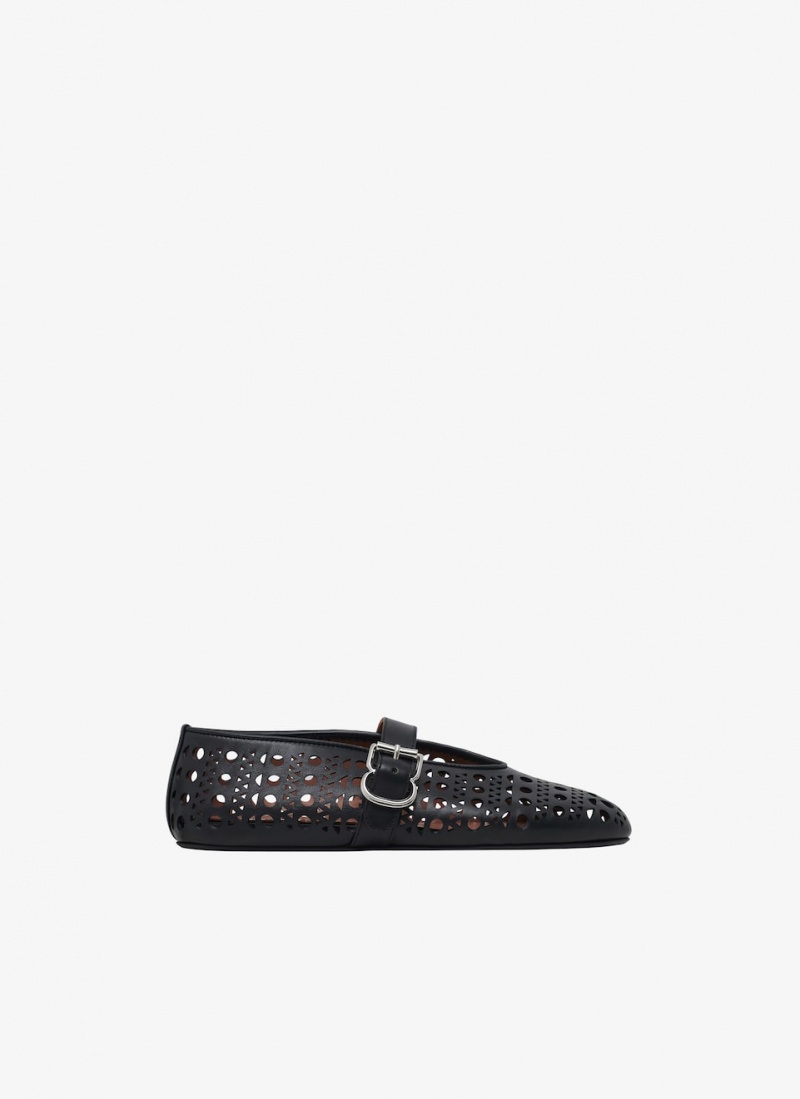 Black Women\'s Alaia Vienne Lambskin Ballet Flats Canada | V5B-0520