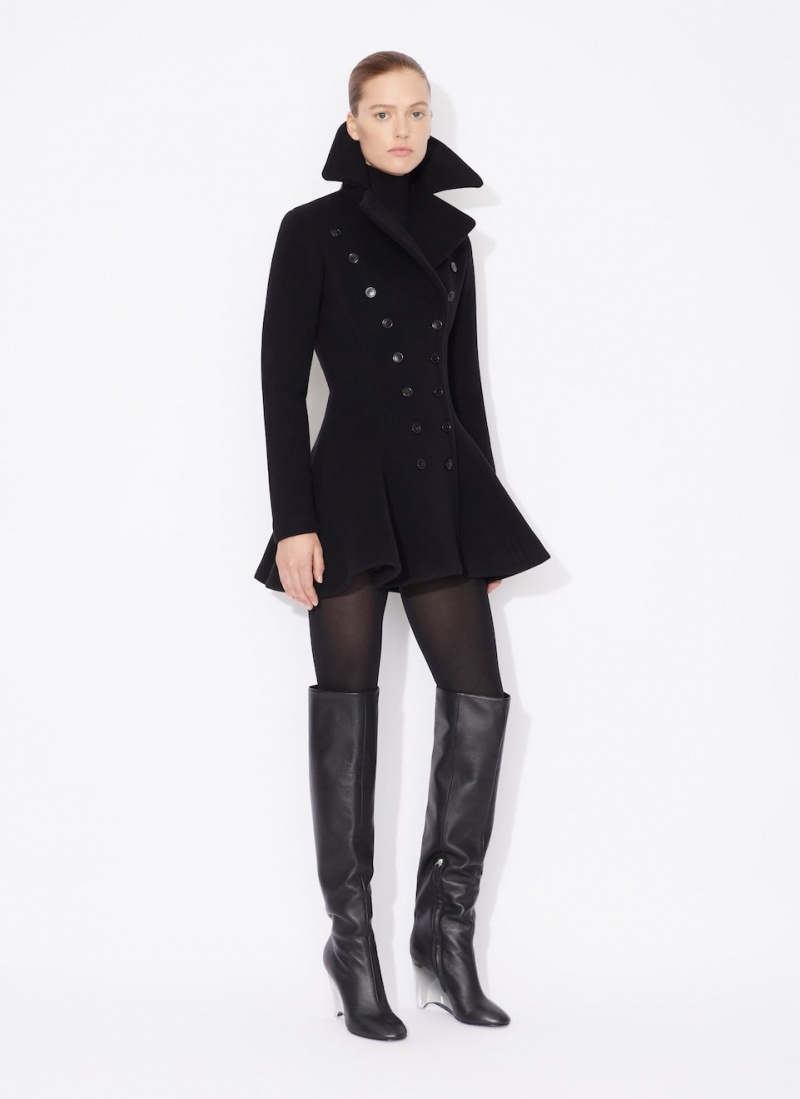 Black Women's Alaia Wool Princess Coats Canada | Q4G-6790