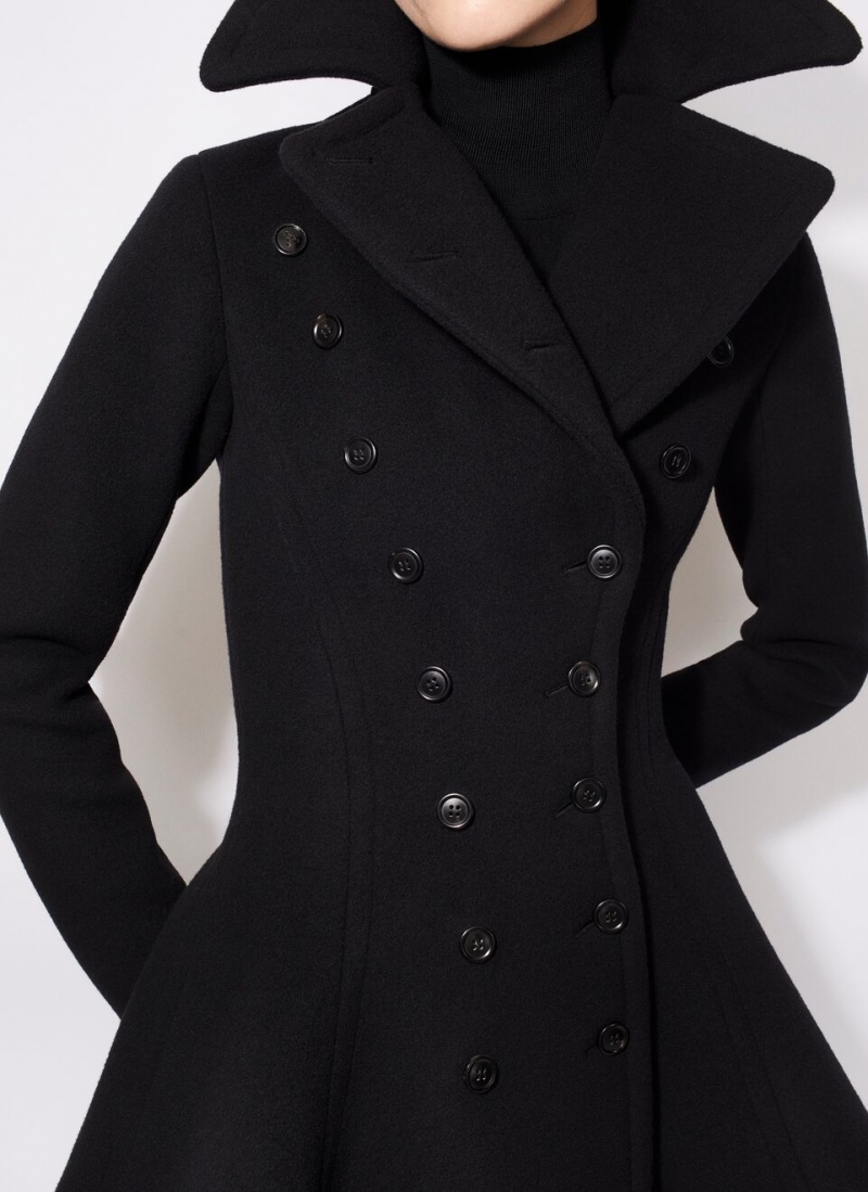 Black Women's Alaia Wool Princess Coats Canada | Q4G-6790