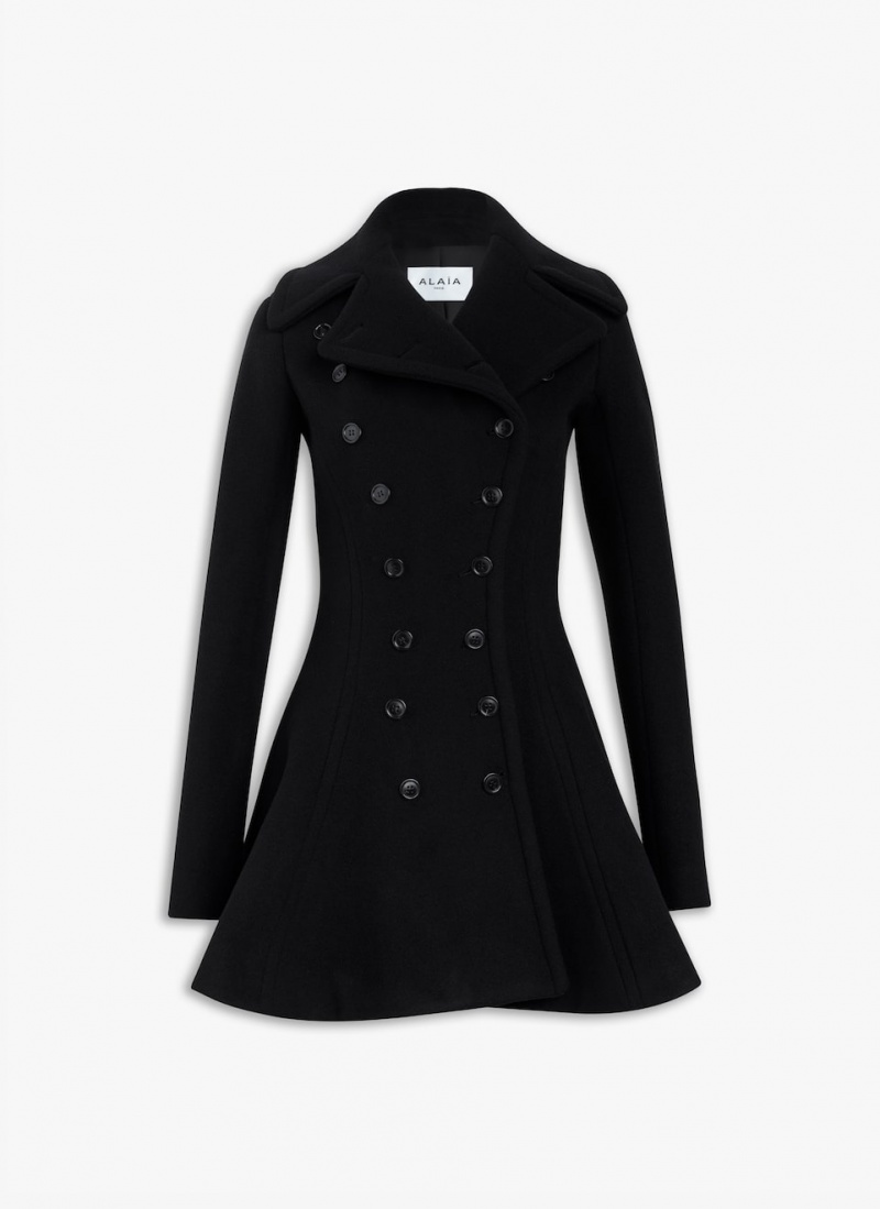 Black Women\'s Alaia Wool Princess Coats Canada | Q4G-6790