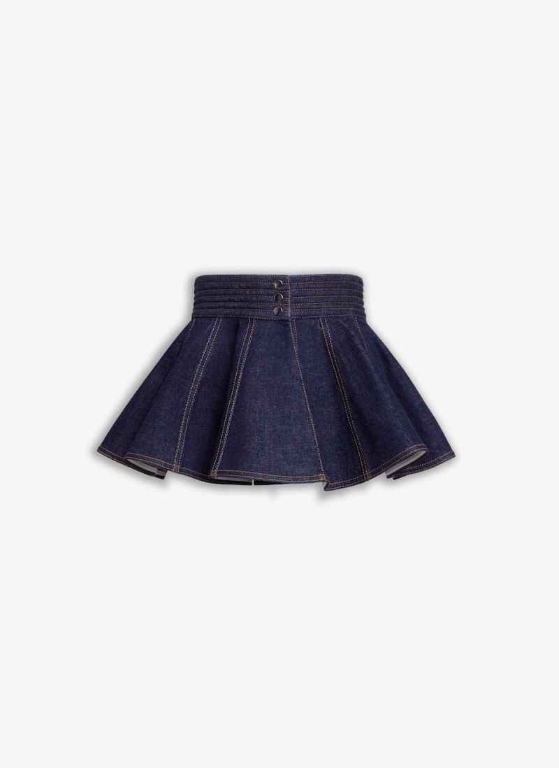 Blue Women's Alaia Brut Denim Belt Skirts Canada | S2Y-8301