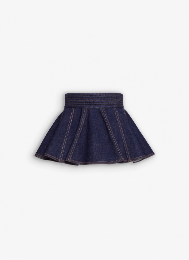 Blue Women\'s Alaia Brut Denim Belt Skirts Canada | S2Y-8301