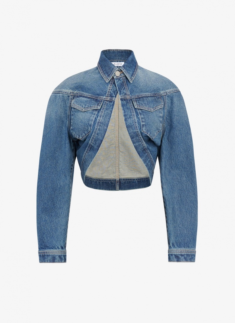 Blue Women\'s Alaia Denim Cardi Jackets Canada | R8N-7460