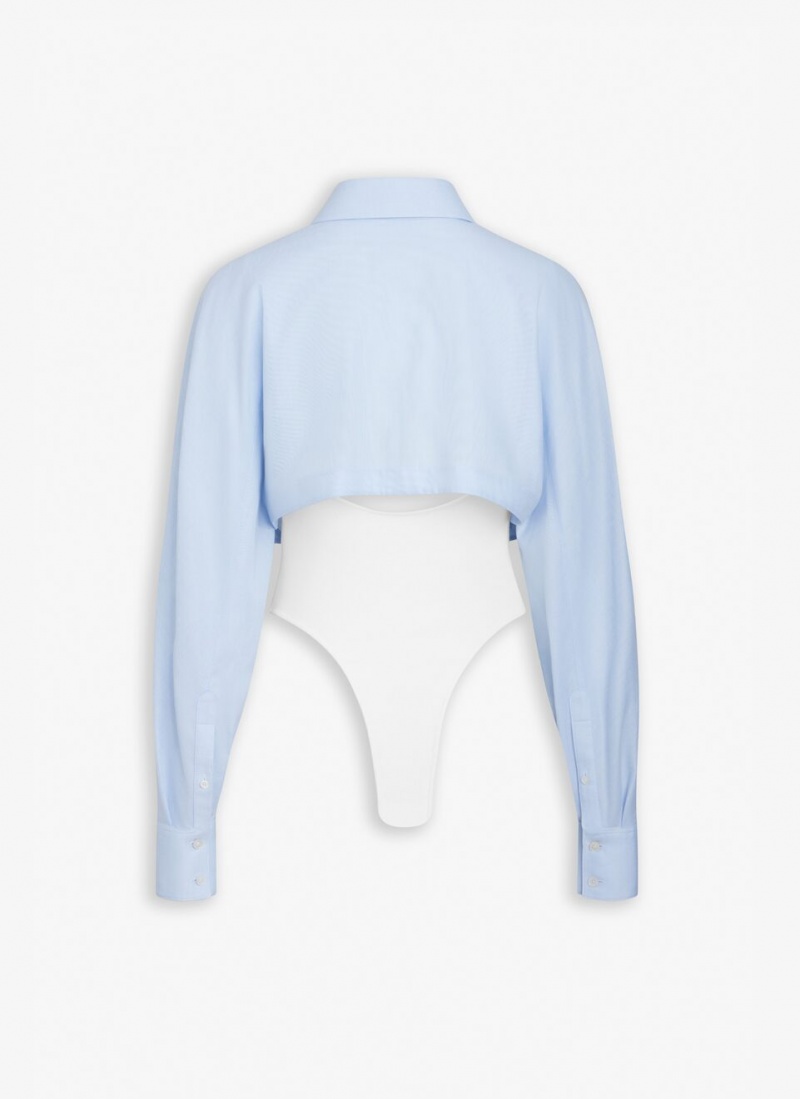 Blue Women's Alaia Layer Body-shirt Bodysuits Canada | H8R-9502