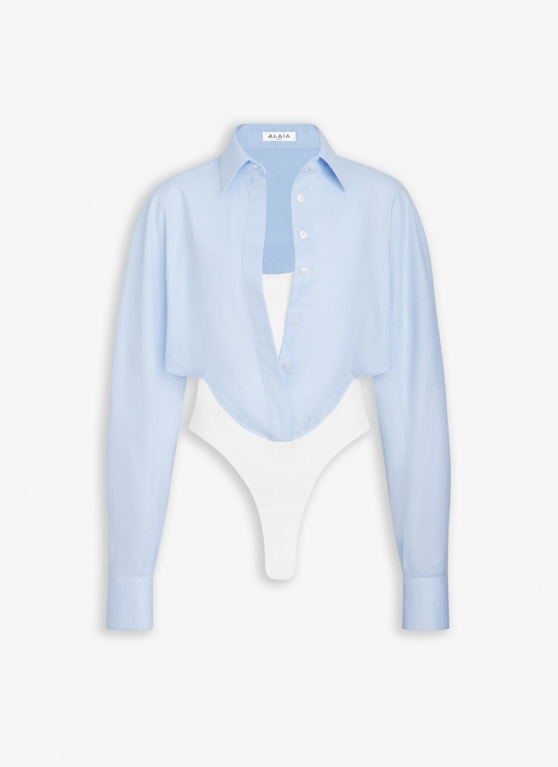 Blue Women\'s Alaia Layer Body-shirt Bodysuits Canada | H8R-9502