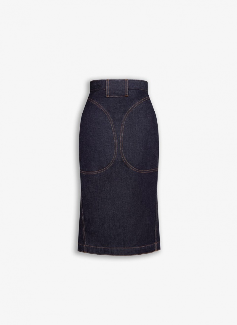 Blue Women's Alaia Pencil Denim Skirts Canada | J7I-9596