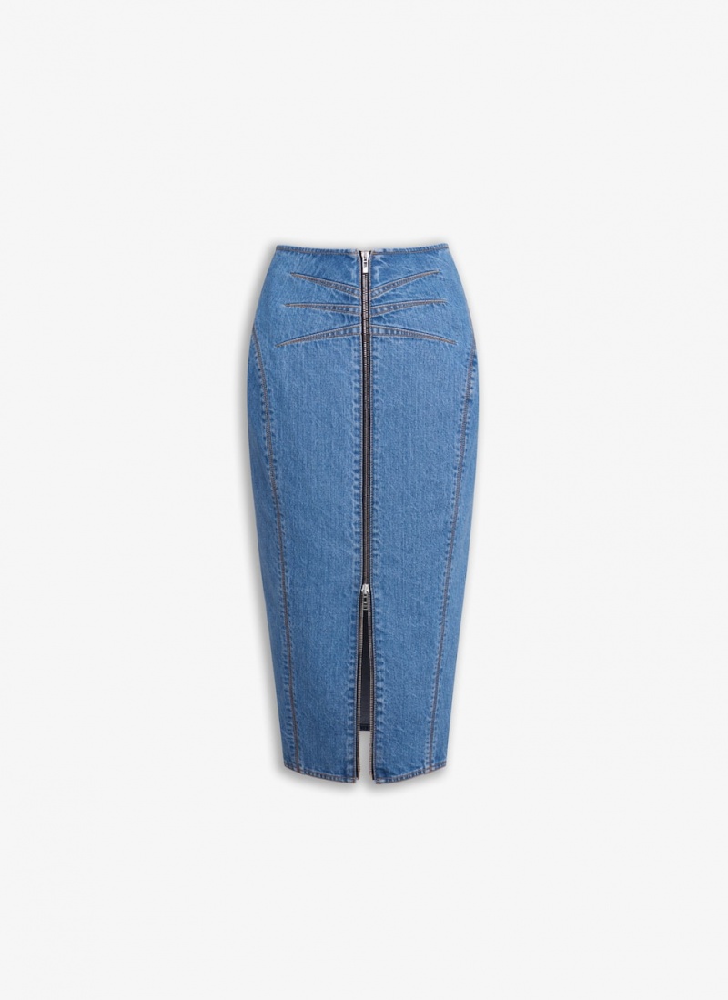 Blue Women's Alaia Pencil Denim Skirts Canada | Z9E-4923