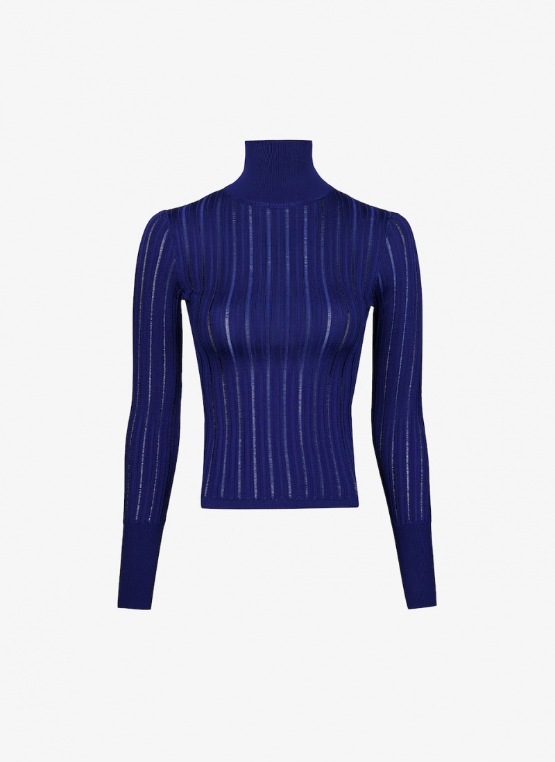 Blue Women\'s Alaia Shiny Crinoline Turtleneck Sweaters Canada | K7M-5028