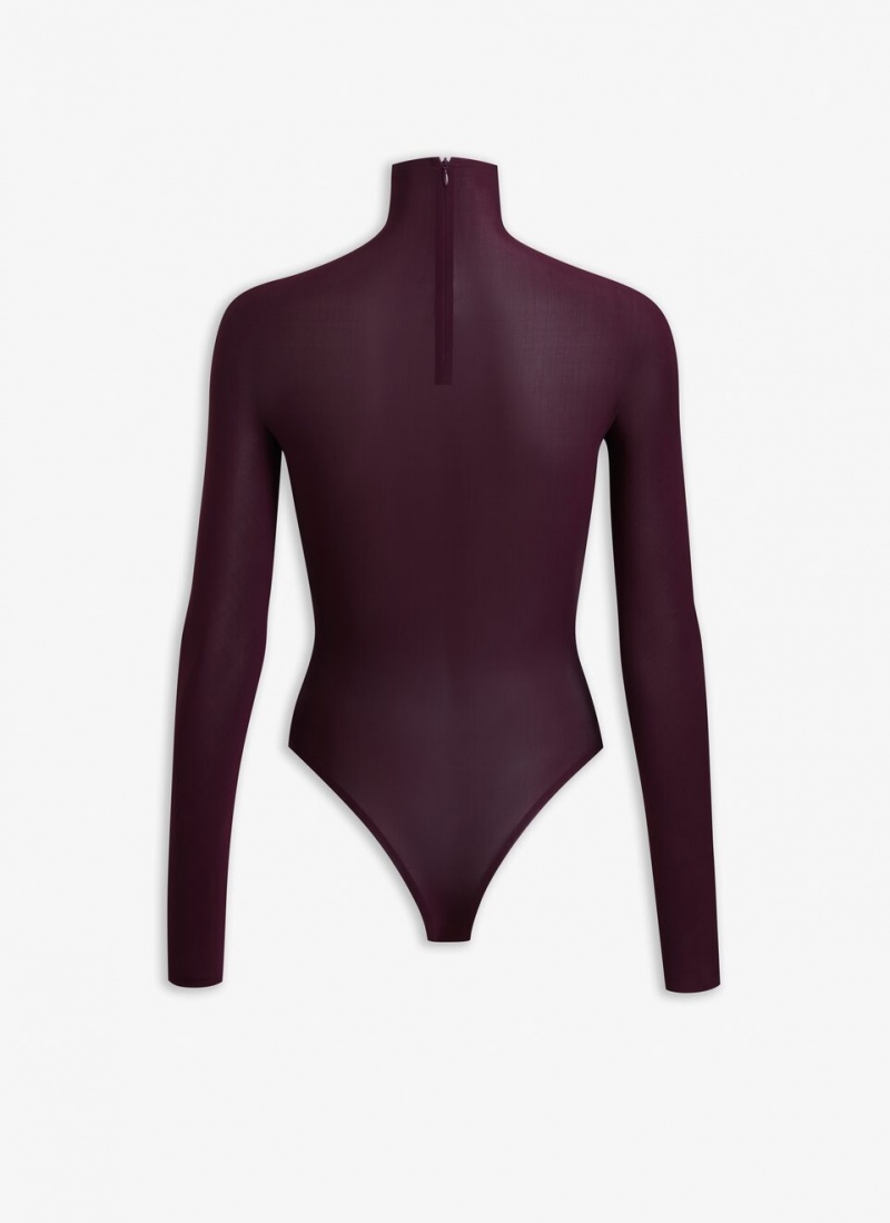 Burgundy Women's Alaia High Neck Jersey Body Bodysuits Canada | C6I-7023