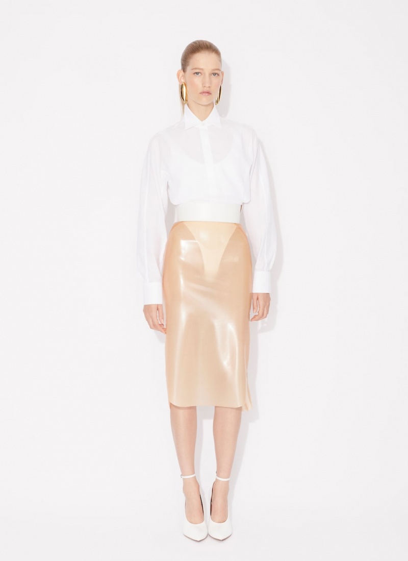 Gold Women's Alaia Latex Pencil Skirts Canada | Z3V-6869