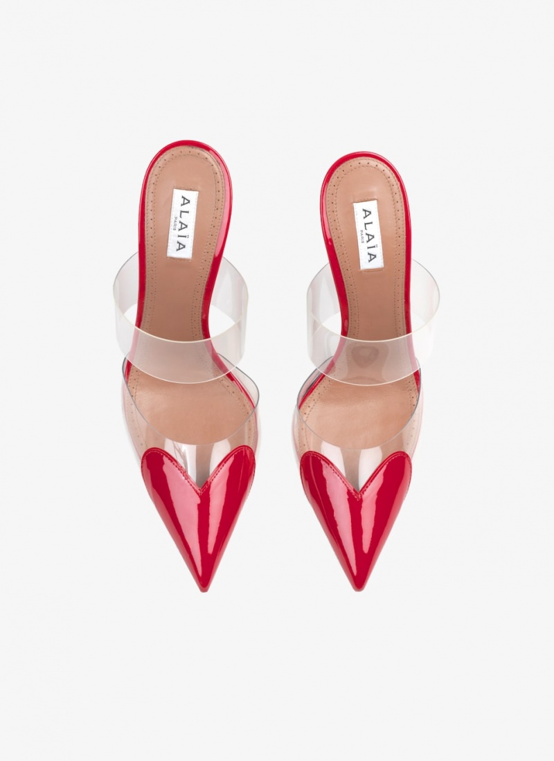 Lacquer Red Women's Alaia Le Cœur Mules Canada | C9H-2218