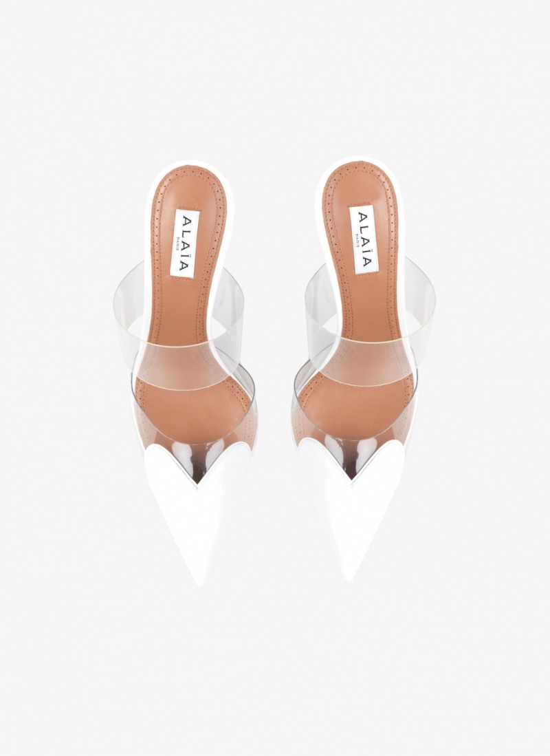 Optic White Women's Alaia Le Cœur Mules Canada | A9Q-1934