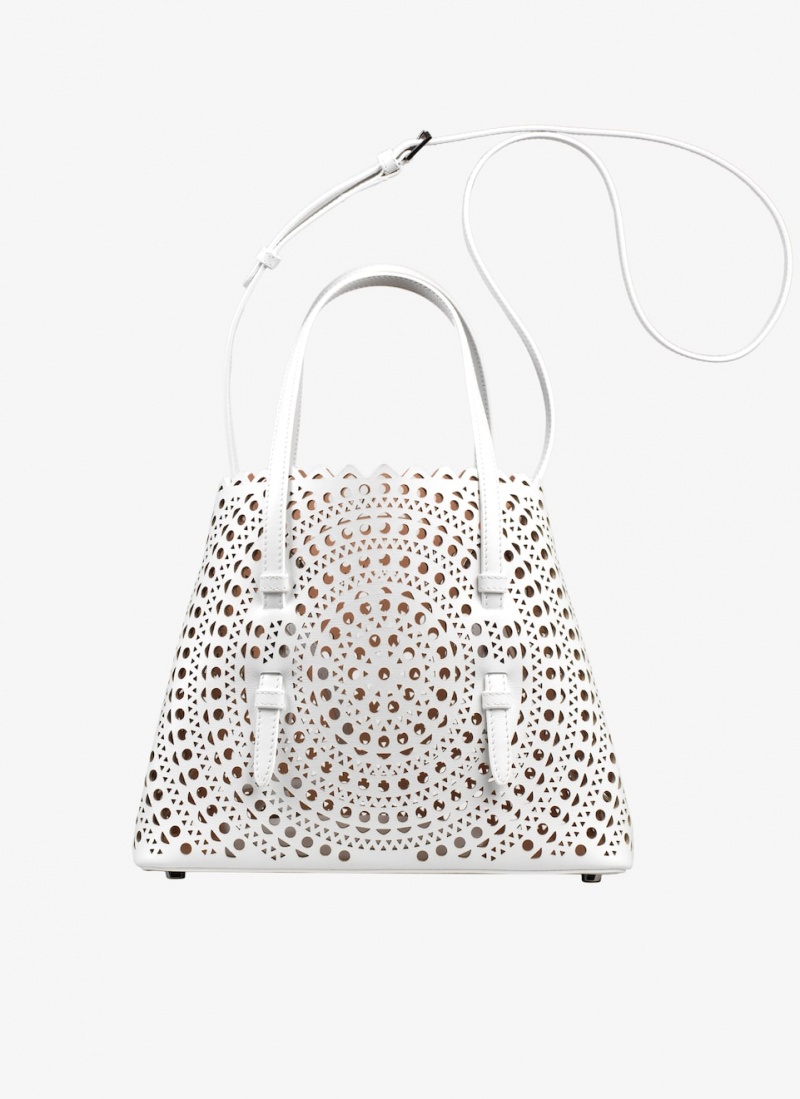 Optic White Women's Alaia Mina 25 Tote Bags Canada | W5R-9397