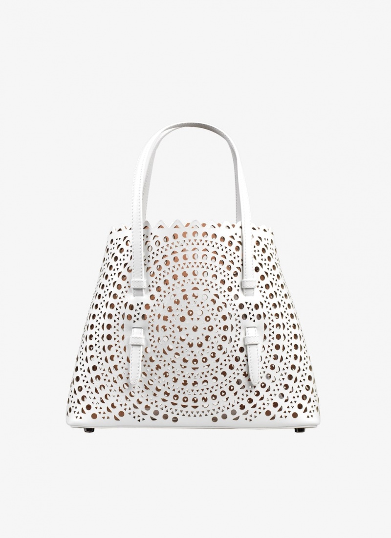 Optic White Women\'s Alaia Mina 25 Tote Bags Canada | W5R-9397