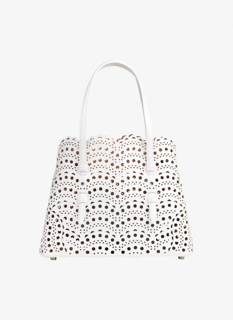 Optic White Women's Alaia Mina 25 Tote Bags Canada | A4S-6399