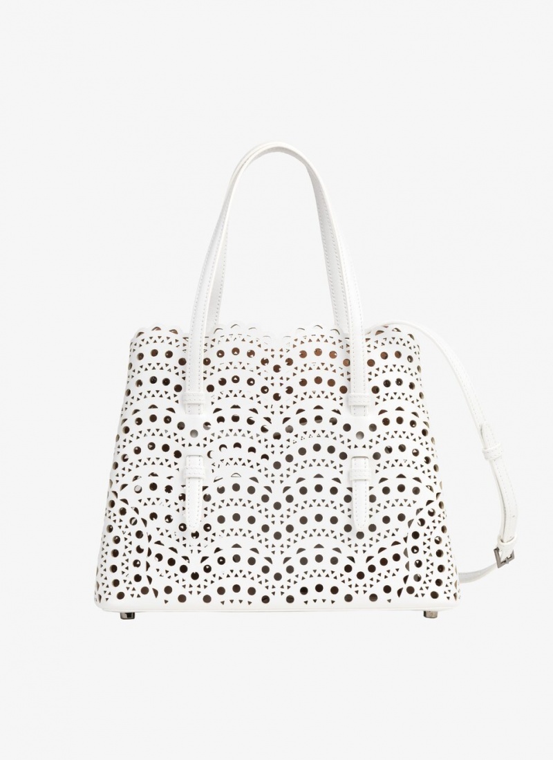 Optic White Women's Alaia Mina 25 Tote Bags Canada | A4S-6399