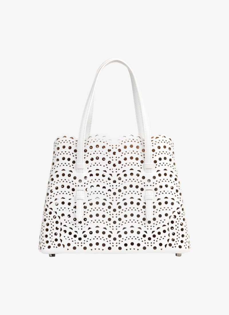 Optic White Women\'s Alaia Mina 25 Tote Bags Canada | A4S-6399