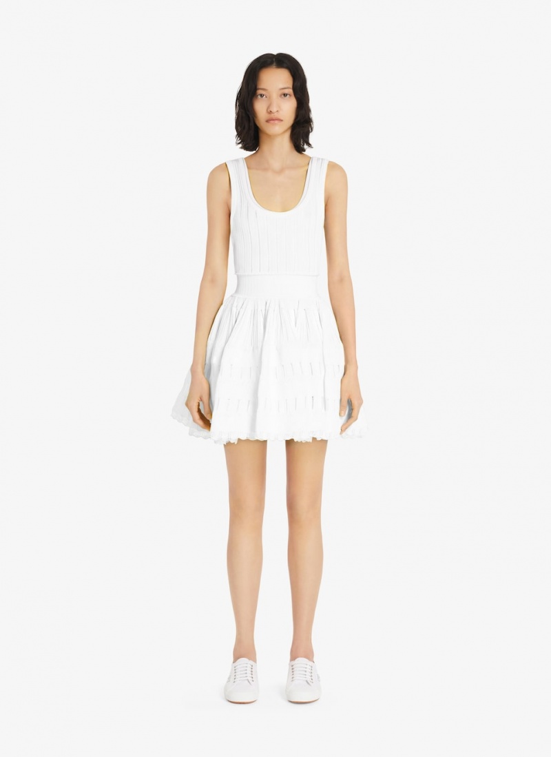 Optic White Women's Alaia Shiny Crinoline Dress Canada | L9D-4840