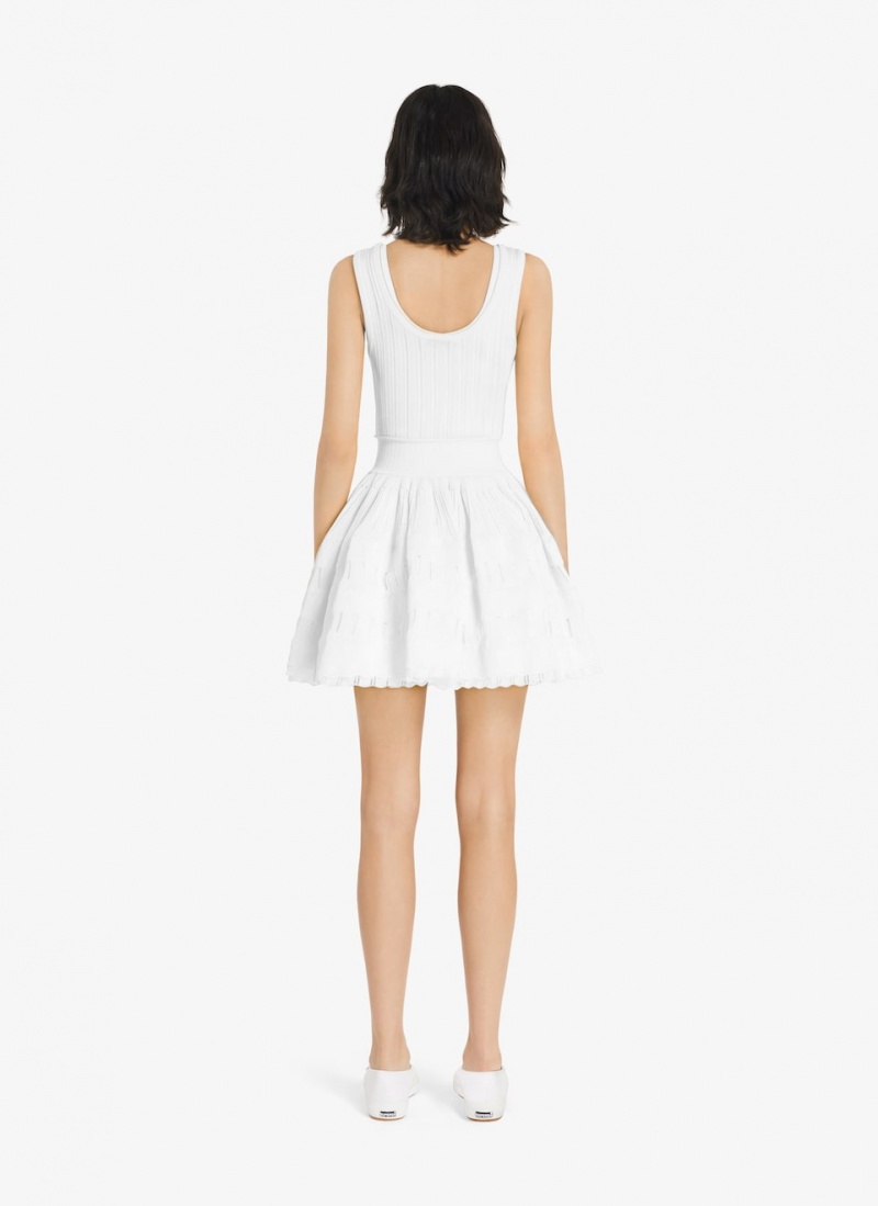 Optic White Women's Alaia Shiny Crinoline Dress Canada | L9D-4840