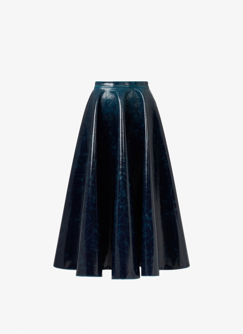 Petrol Blue Women\'s Alaia Mirror Wool Midi Skirts Canada | N3L-4266