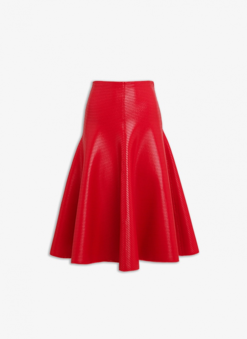 Red Women\'s Alaia Coated Flared Skirts Canada | G2F-0318