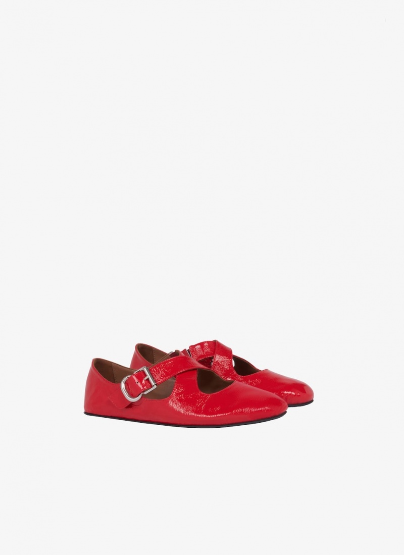 Red Women's Alaia Criss Cross Ballet Flats Canada | I6V-6260