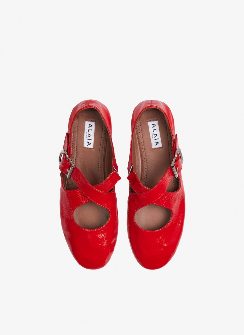 Red Women's Alaia Criss Cross Ballet Flats Canada | I6V-6260