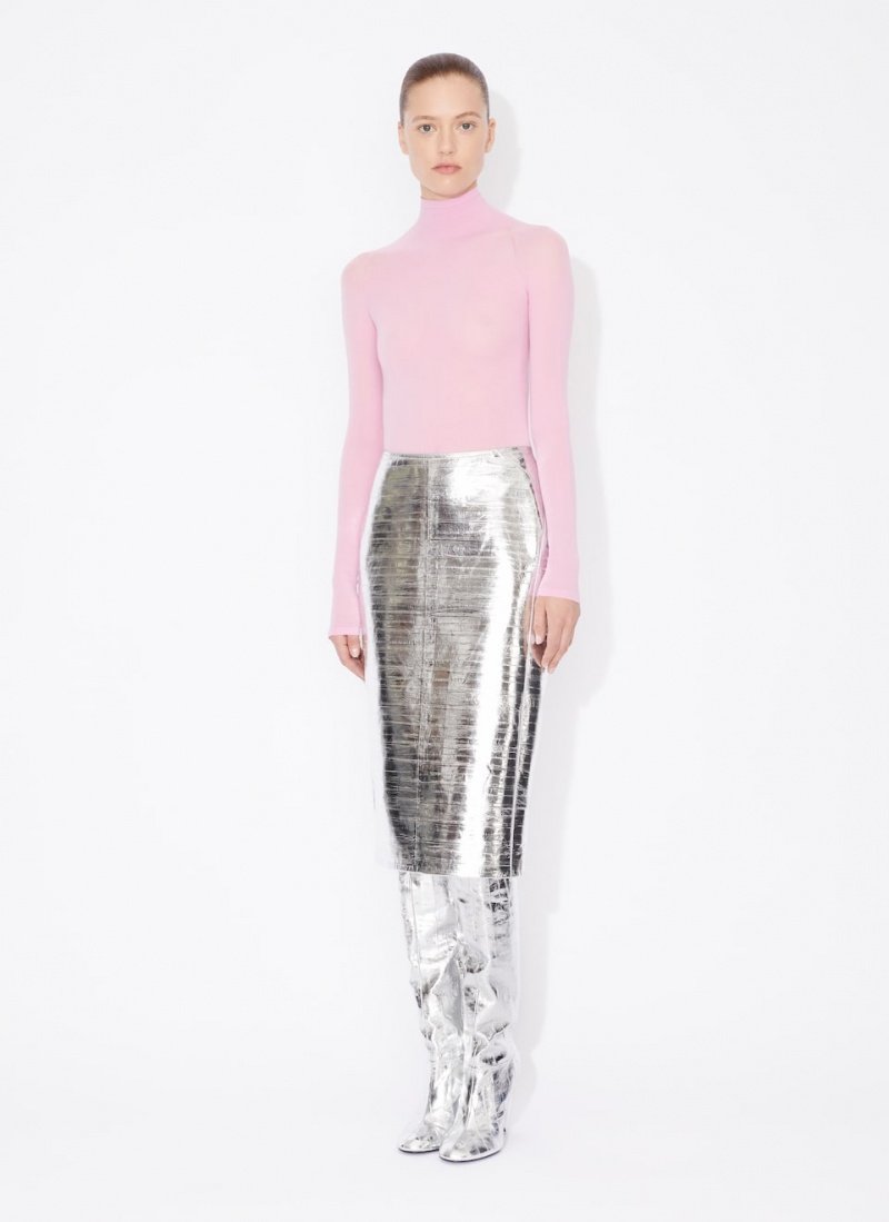 Silver Women's Alaia Eelskin Band Pencil Skirts Canada | Z5T-2625