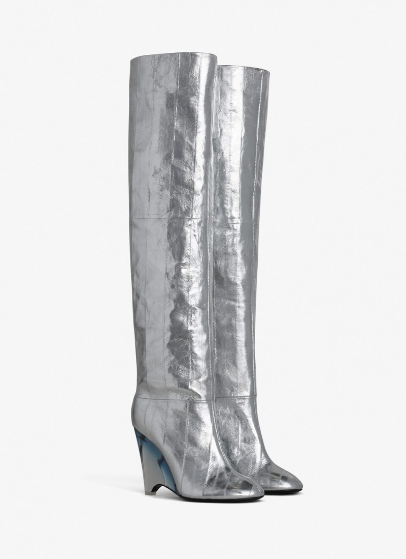 Silver Women's Alaia Wedge Boots Canada | B0K-3514