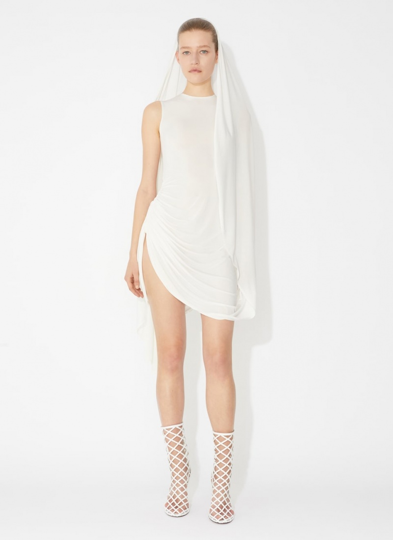 White Women's Alaia Draped Fluid Jersey Dress Canada | I3S-2066