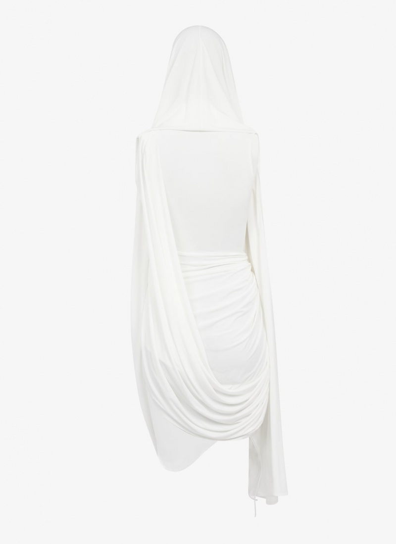 White Women's Alaia Draped Fluid Jersey Dress Canada | I3S-2066