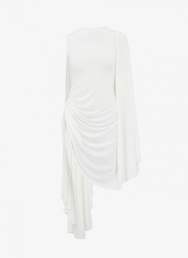 White Women\'s Alaia Draped Fluid Jersey Dress Canada | I3S-2066