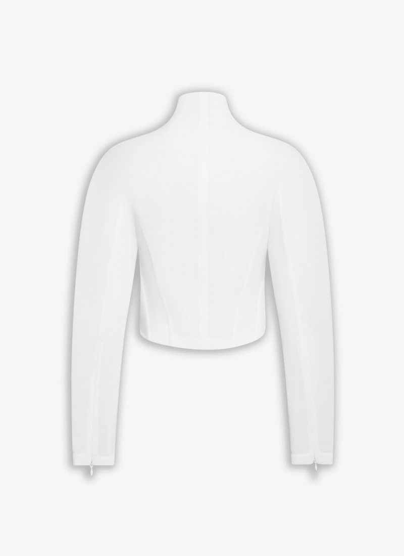 White Women's Alaia Highneck Jacket Coats Canada | I8C-8404