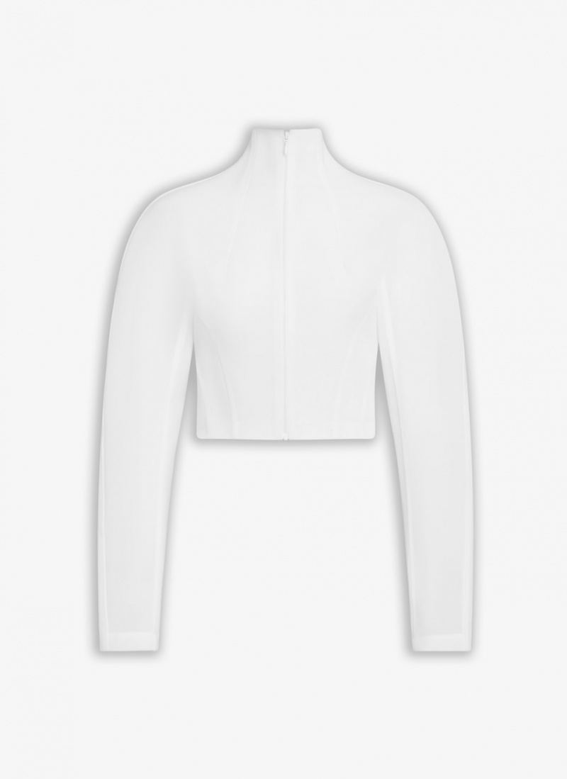 White Women\'s Alaia Highneck Jacket Coats Canada | I8C-8404