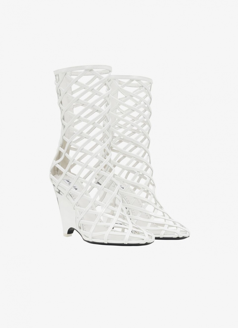 White Women's Alaia La Cage Wedge Boots Canada | E4B-0893