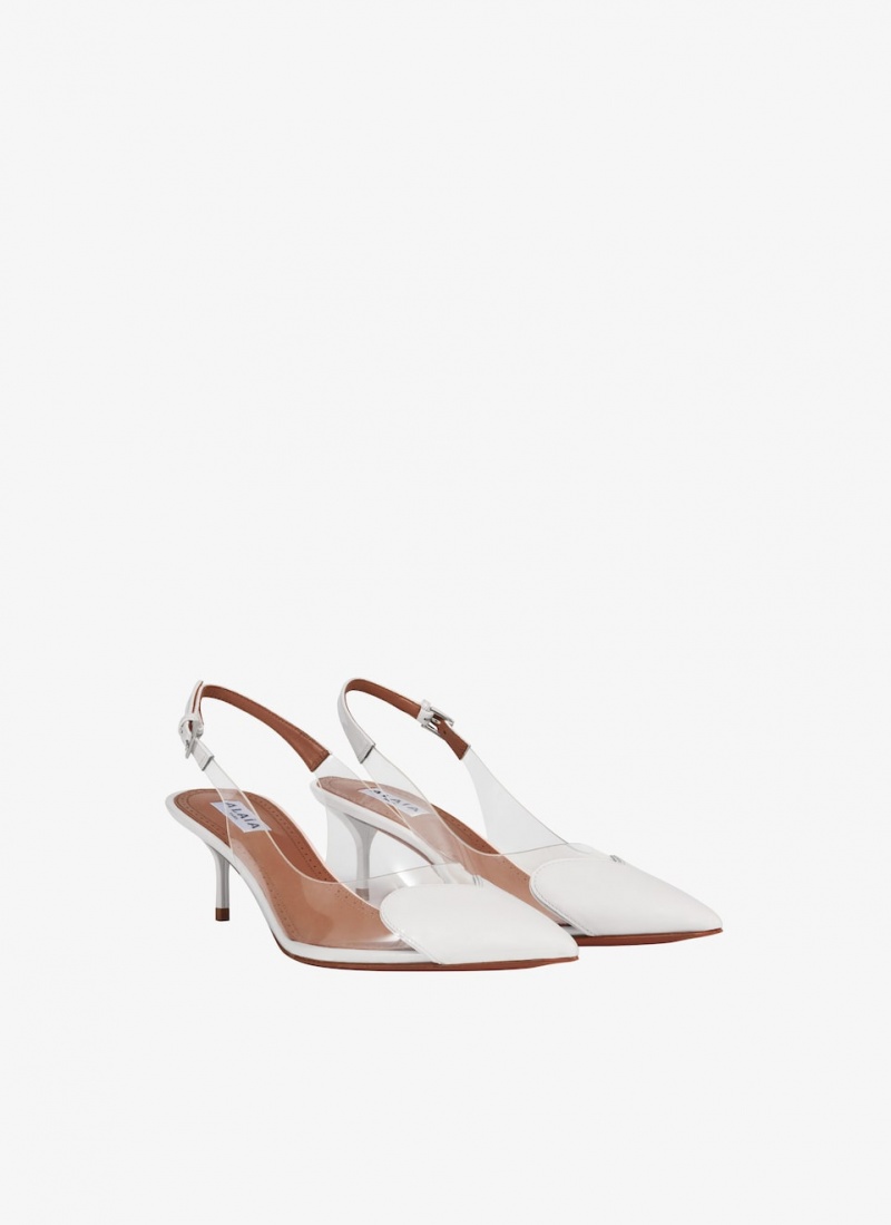 White Women's Alaia Le Cœur Slingbacks Pumps Canada | C7X-6467