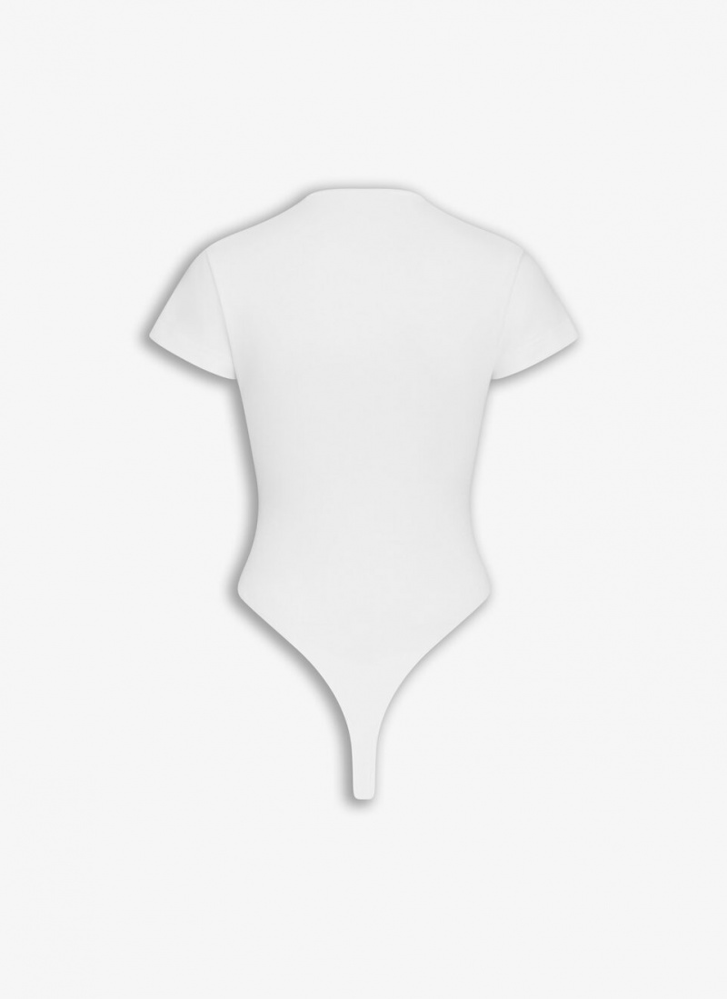 White Women's Alaia Neckline Body Bodysuits Canada | P1W-2754